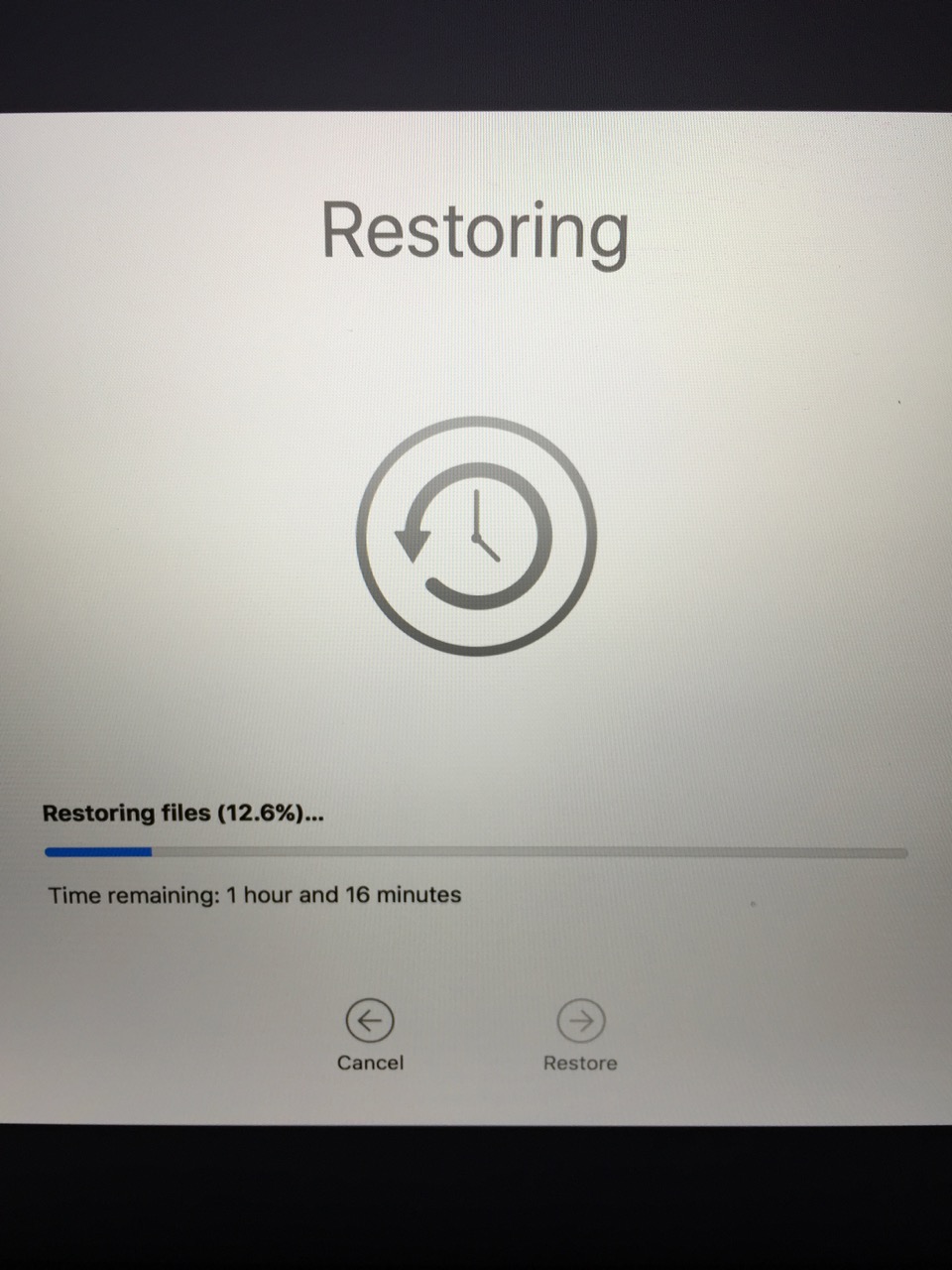 new mac time machine restore