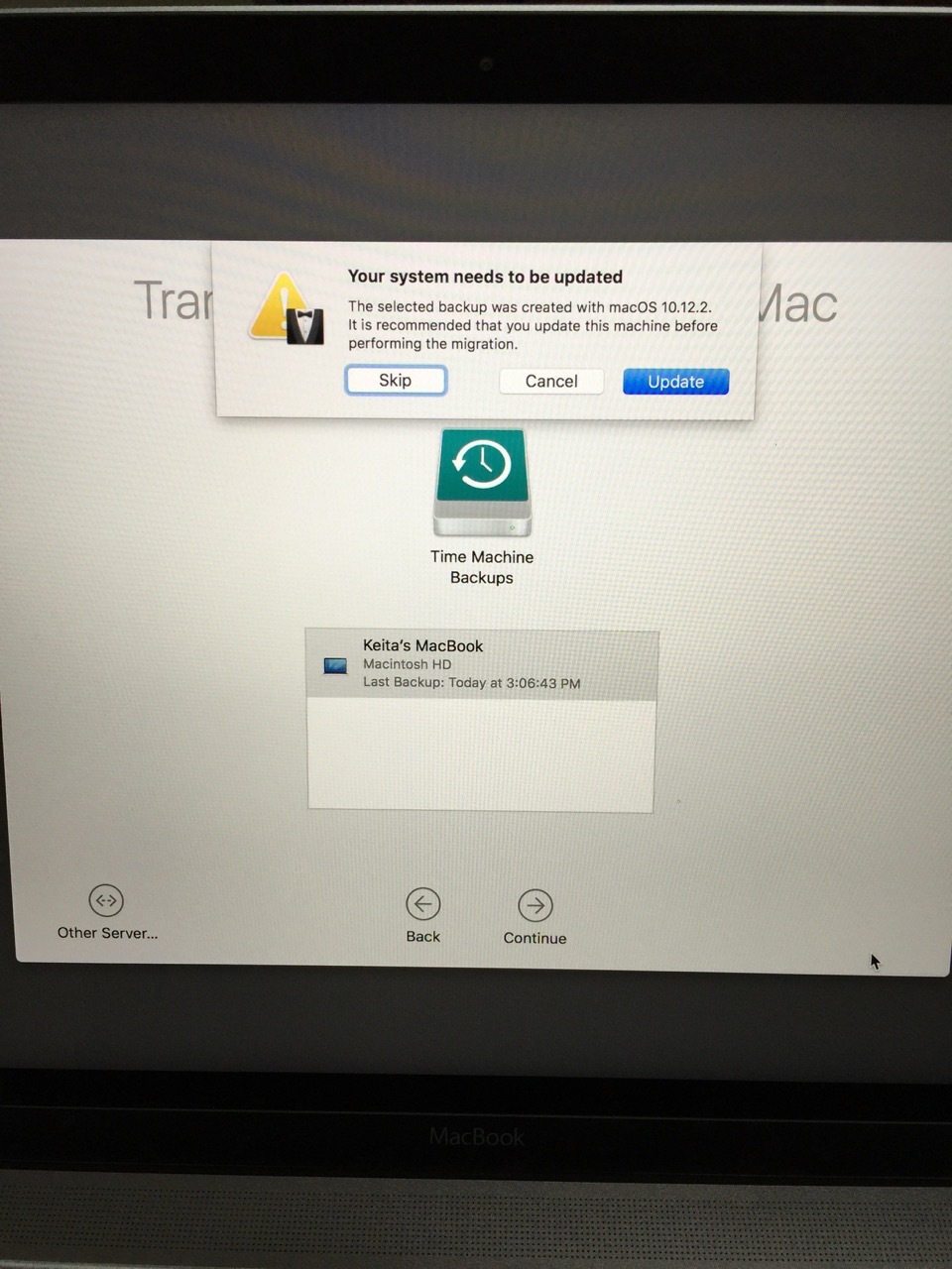 mac time machine restore fails